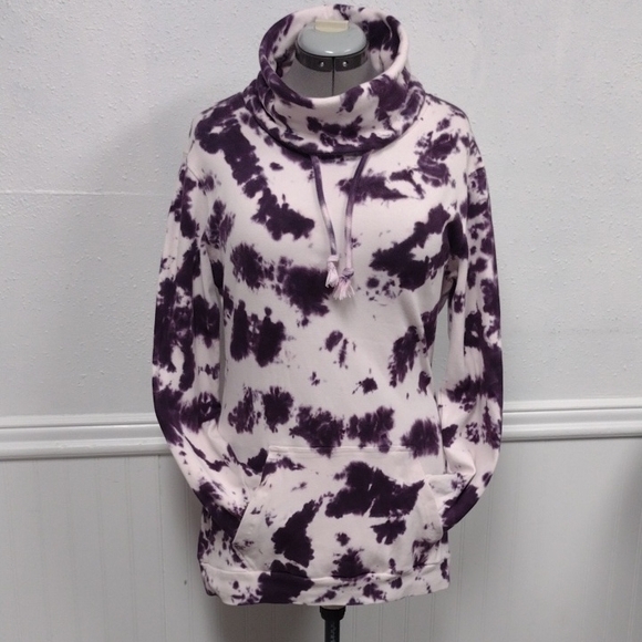Lily & Lottie Tops - Lily & Lottie Women's Purple Tie-Dye Cowl Neck Sweatshirt